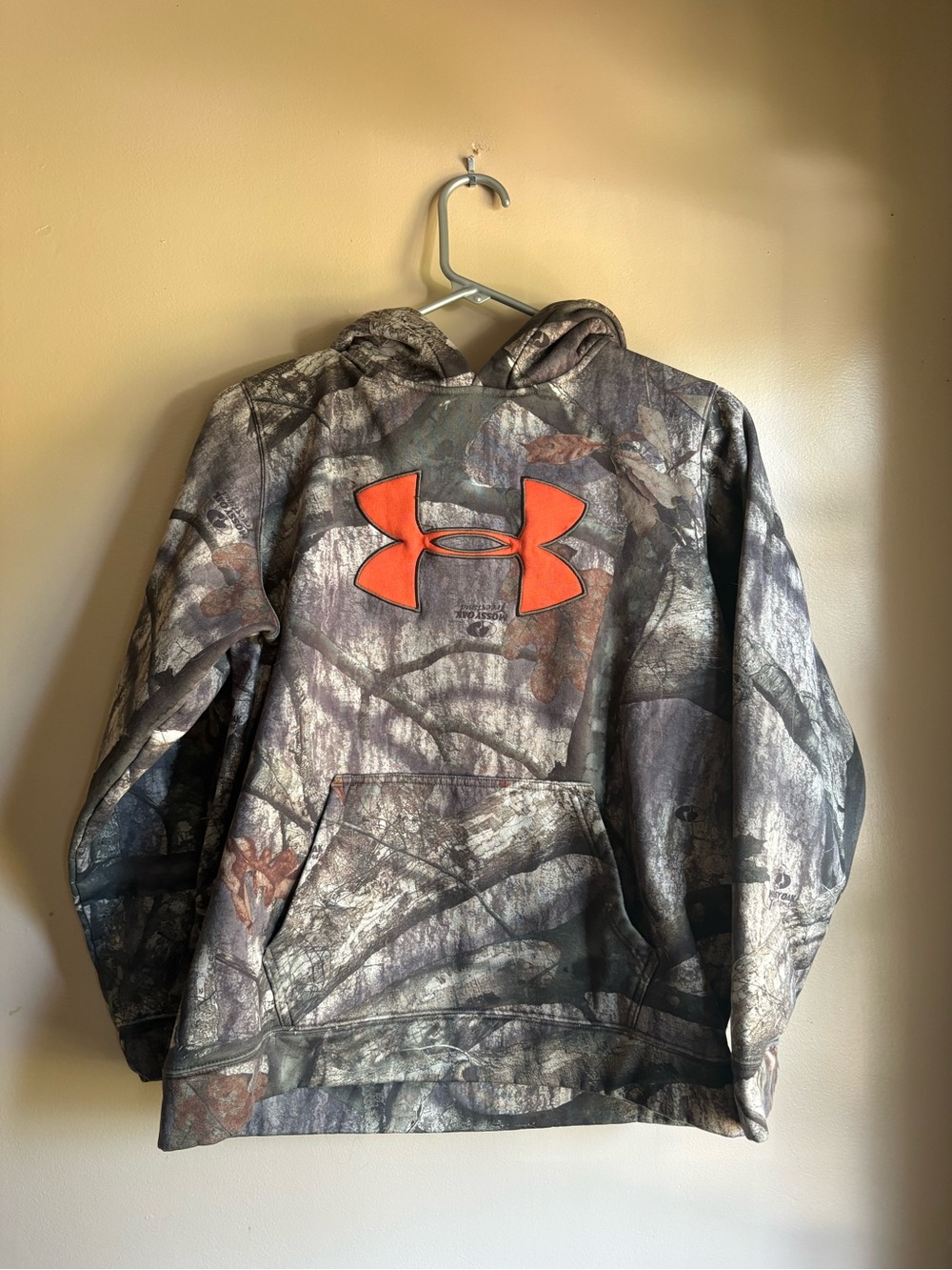 Under Armour Brown Camo Pullover with Orange Lining